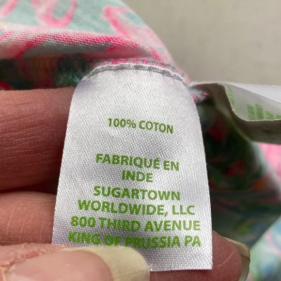 Lilly Pulitzer Green & Hot Pink Floral Flutter-Sleeve Tiered Dress - Picture 7 of 10